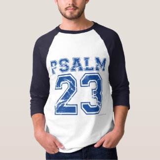 Camiseta T azul dos esportes do salmo 23