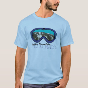 Camiseta T azul dos óculos de proteção da neve de Colora