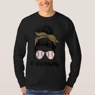 Camiseta T Ball Mawmaw Life Messaging Bun Leopard Imprime S