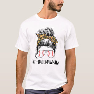 Camiseta T Ball Mawmaw Life Messaging Bun Leopard Imprime S