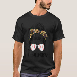 Camiseta T Ball Memaw Life Messaging Bun Leopard Print Soft