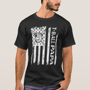 Camiseta T Ball Papa USA Bandeira Dia Pai Baseball Teeball