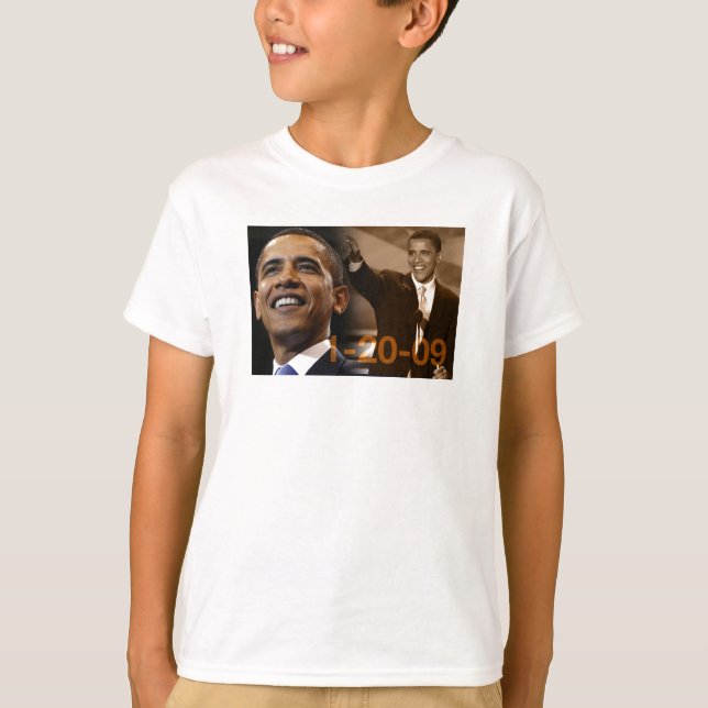 Camiseta T Barack Obama 1-20-09 dos miúdos (Frente)