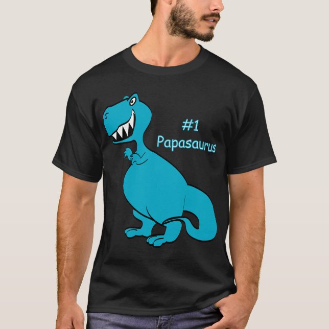 Camiseta T básico de Papasaur - obscuridade (Frente)