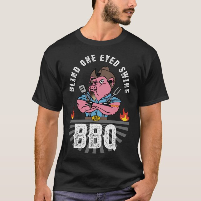 Camiseta T Básico de Suíno Cego de Um Olho (Frente)