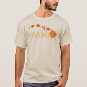 Camiseta T bege alaranjado das caras das ilhas de Havaí