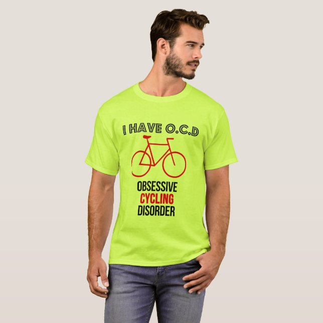 Camiseta T Biking engraçado da desordem do ciclismo de OCD (Frente Completa)