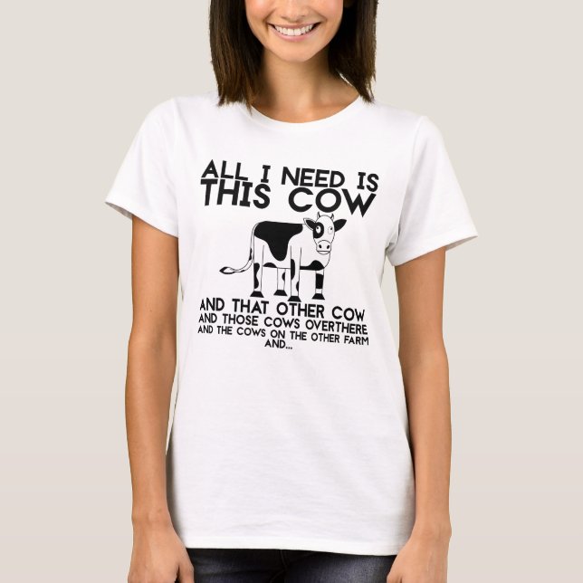 Camiseta T bonito do amante da vaca (Frente)
