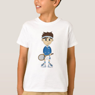 Camiseta T bonito do menino do tênis