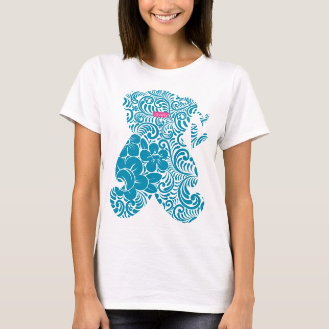 Camiseta T bonito (urso azul) (Frente)
