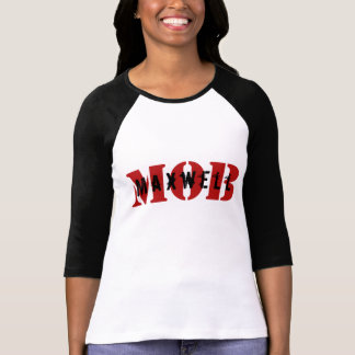 Camiseta T branco cabido Raglan da Capa da MULTIDÃO 3/4 de