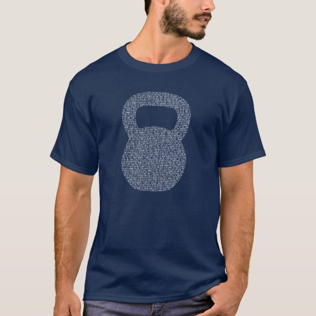 Camiseta T branco da obscuridade de Kettlebell (Frente)