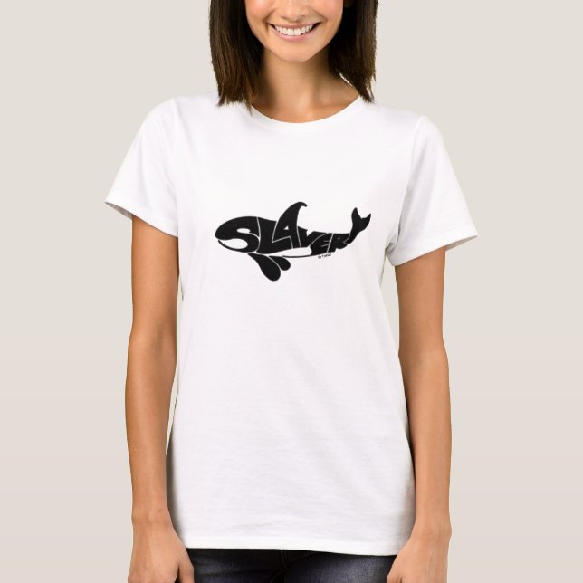 Camiseta T branco de escravidão feminina (Frente)