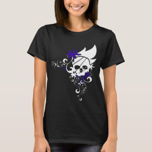 Camiseta T branco do crânio do Grunge (roxo)