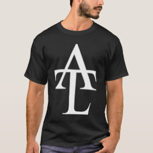 Camiseta T branco do preto do logotipo de ATL