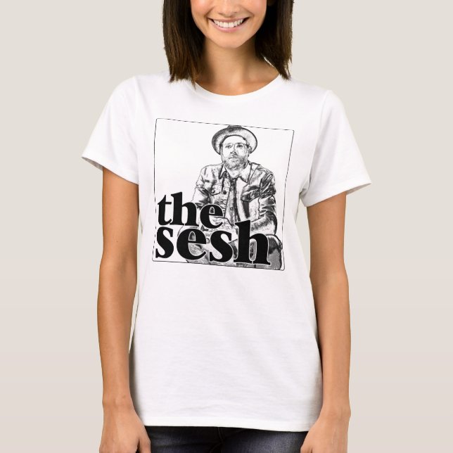 Camiseta T branco no Sesh da mulher "Todd Kessler" (Frente)