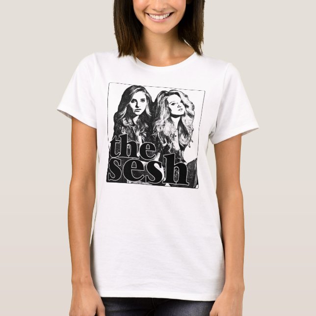 Camiseta T branco no Sesh das mulheres de "pedra Mersi" (Frente)