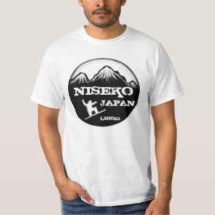 Camiseta T branco preto do valor da arte do snowboard de