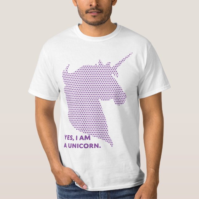 Camiseta T branco/roxo do unicórnio (Frente)