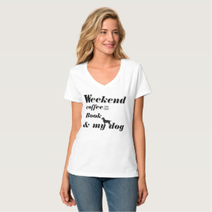 Camiseta T-CAMISA-Fim de semana, café, livro & meu cão