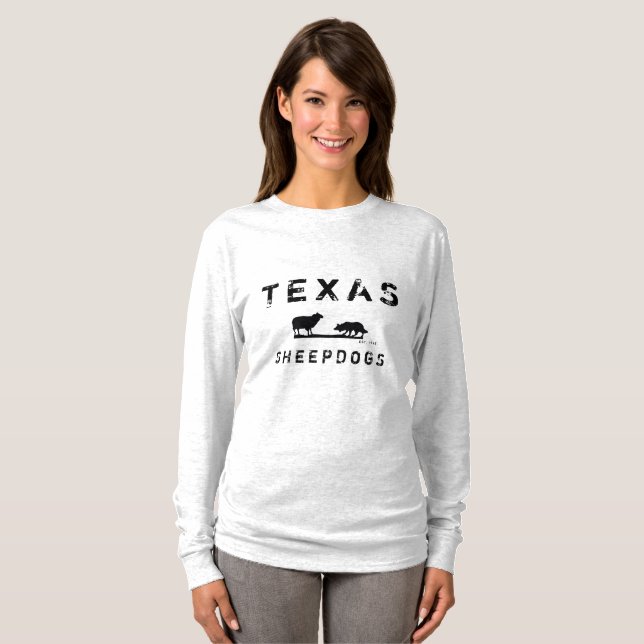 Camiseta T-camisa longa da luva dos Sheepdogs de Texas (Frente Completa)
