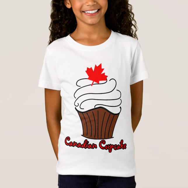 Camiseta T canadense do cupcake das meninas (Frente)