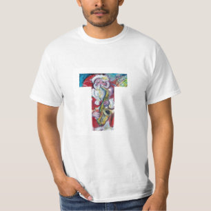 CAMISETA T CARTA/PAPAIS NOEIS E SAX, MONOGRAMA DA PARTE DE