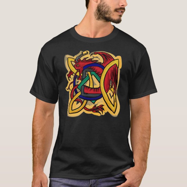 Camiseta T celta das caras do dragão (Frente)