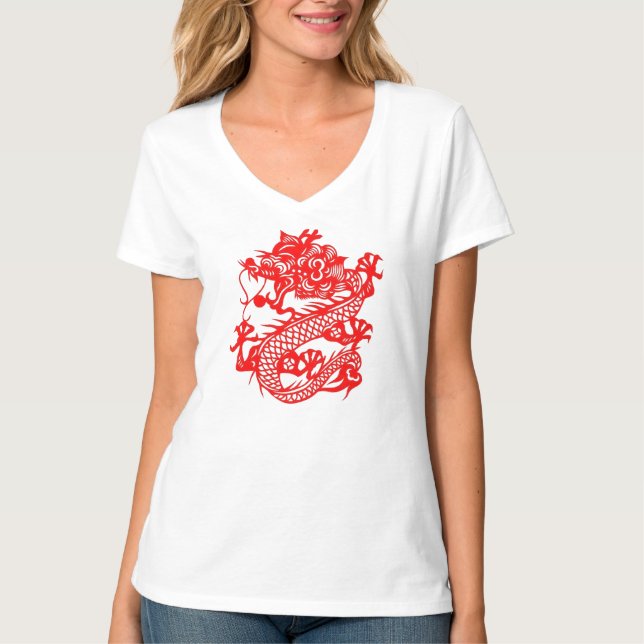 Camiseta T chinês do dragão (Frente)