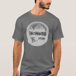 Camiseta T cinzento das caras do snowboarder de Utá do