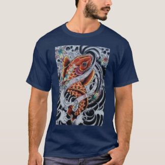 Camiseta T colorido do olhar do tatuagem de KOI