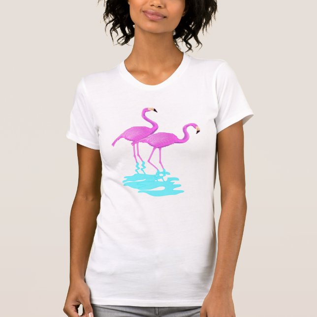 Camiseta T cor-de-rosa do flamingo (Frente)