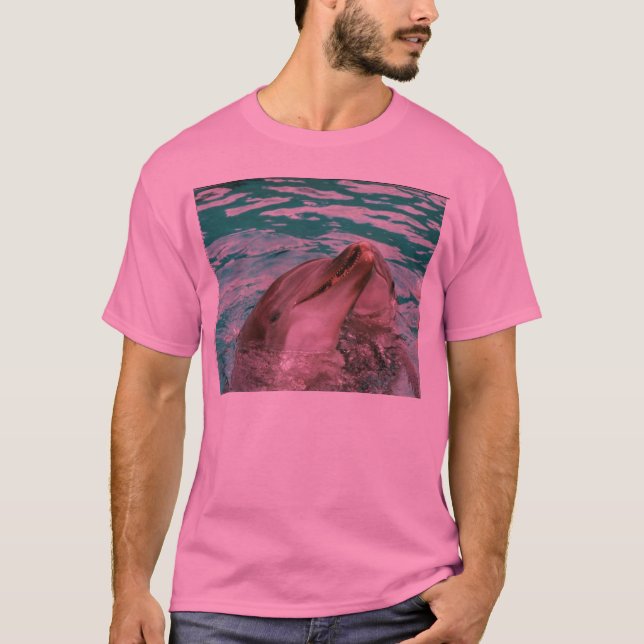 Camiseta T cor-de-rosa dos golfinhos (Frente)
