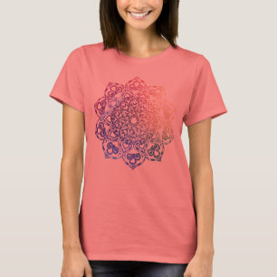 Camiseta T coral da mandala