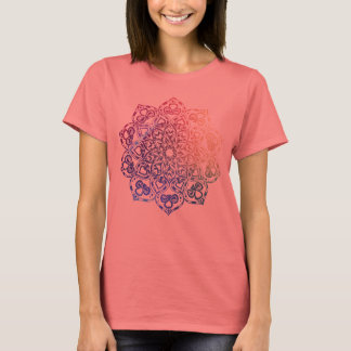 Camiseta T coral da mandala
