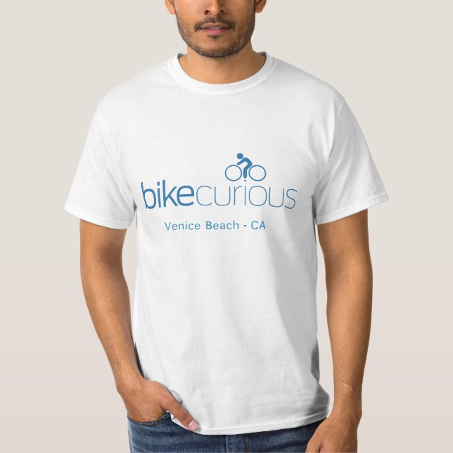 Camiseta T curioso da bicicleta - praia de Veneza (Frente)