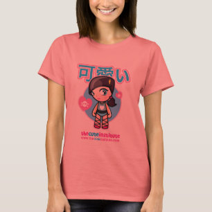 Camiseta T curto da luva do kawaii