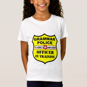 Camiseta T customizável dos miúdos da polícia da gramática