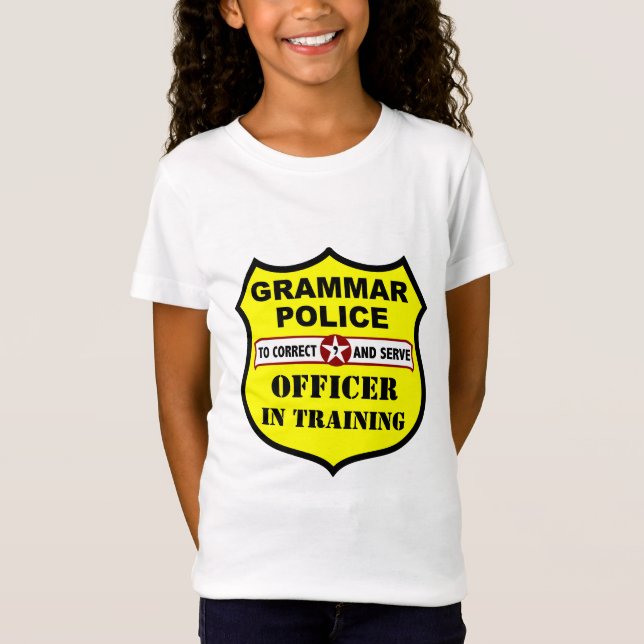 Camiseta T customizável dos miúdos da polícia da gramática (Frente)