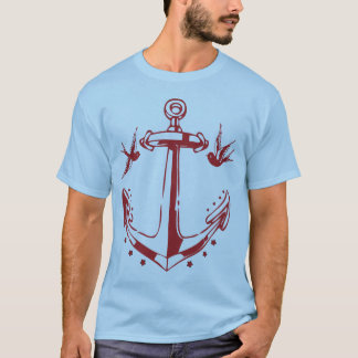 Camiseta T da âncora & do pardal do tatuagem do pirata do