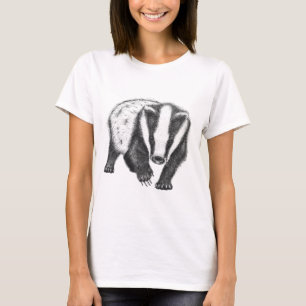 Camiseta T da arte do texugo das senhoras