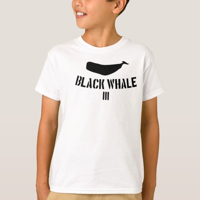 Camiseta T da baleia preta III para o Kiddos (Frente)