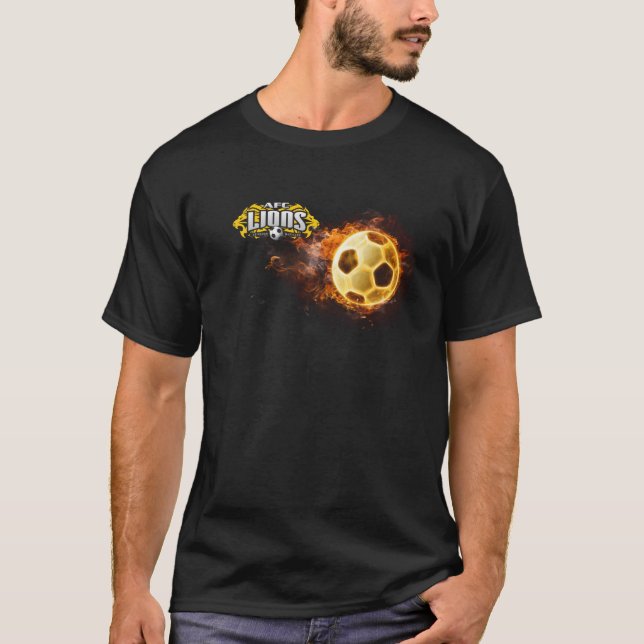 Camiseta T da bola de fogo dos leões do AFC (com #) (Frente)