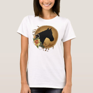 Camiseta T da boneca da silhueta da cabeça de cavalo