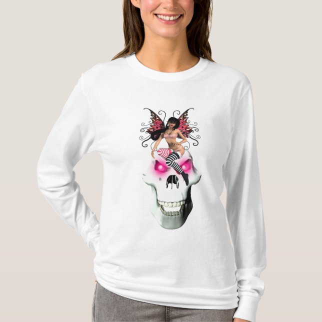 Camiseta T da fada e do crânio (Frente)
