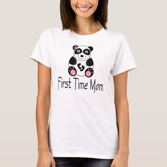 Camiseta T da gravidez da panda da mamã da primeira vez (Frente)