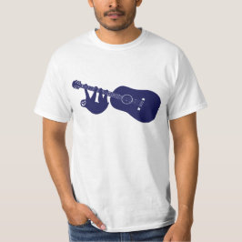 Camiseta T da guitarra da preguiça (azul escuro)