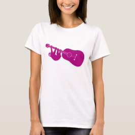 Camiseta T da guitarra da preguiça (rosa)