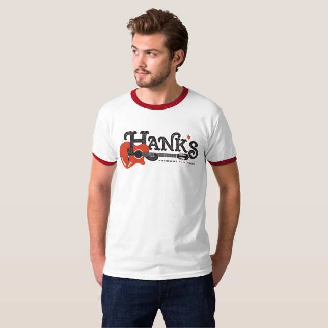 Camiseta T da guitarra de Hank no vermelho (Frente Completa)