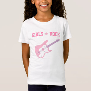 Camiseta T da guitarra do rosa da estrela do rock das